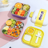 Stainless Steel Lunch Box with 3 Compartment Inner Steel, 1 Small Container,1 Spoon/Fork- Leakproof BPA Free Heating & Water Insulation Design